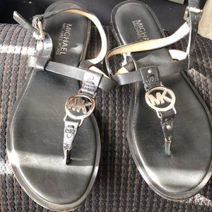 Black Leather Michael Kors sandals